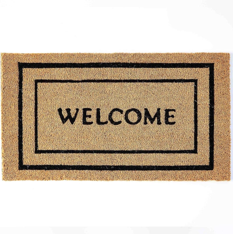 Kankun Coco Coir Door Mat with Heavy Duty Backing, Welcome Doormat (17" x 30"), Doormat Entrance (Double Box) - Image 1